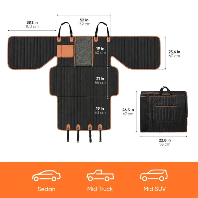Hard Bottom Dog Car Seat Cover with Side Door Panels